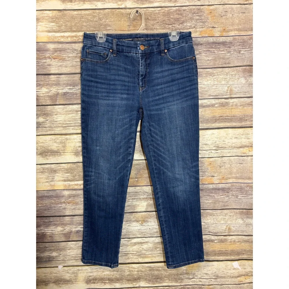 Chico's‎ So Slimming Girlfriend Slim Leg Crop Jeans Dark Wash Size 0 US 4